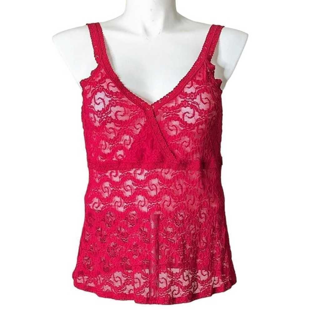 Vintage Y2K Lace Camisole Top Sheer Sleeveless Ba… - image 1