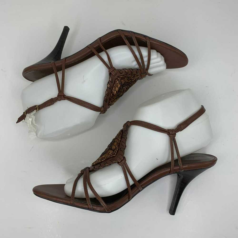 Carlos Santana Zing Brown Beaded Strappy Heels Si… - image 5