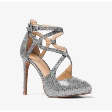 Michael Kors Catia Silver Glitter Chain Mesh Pump… - image 1