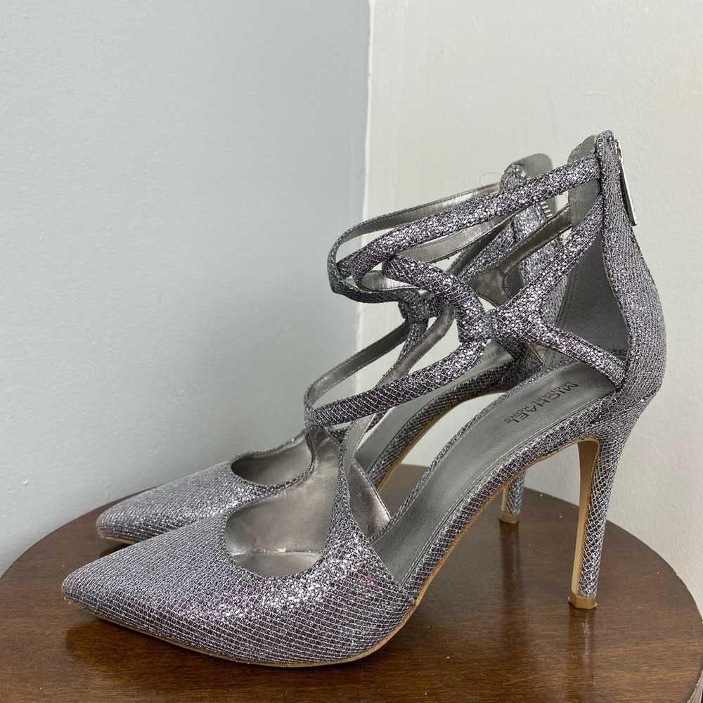 Michael Kors Catia Silver Glitter Chain Mesh Pump… - image 2