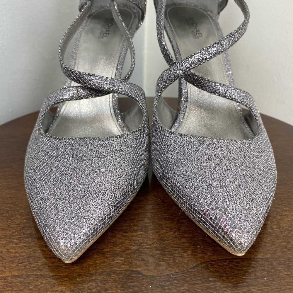 Michael Kors Catia Silver Glitter Chain Mesh Pump… - image 3