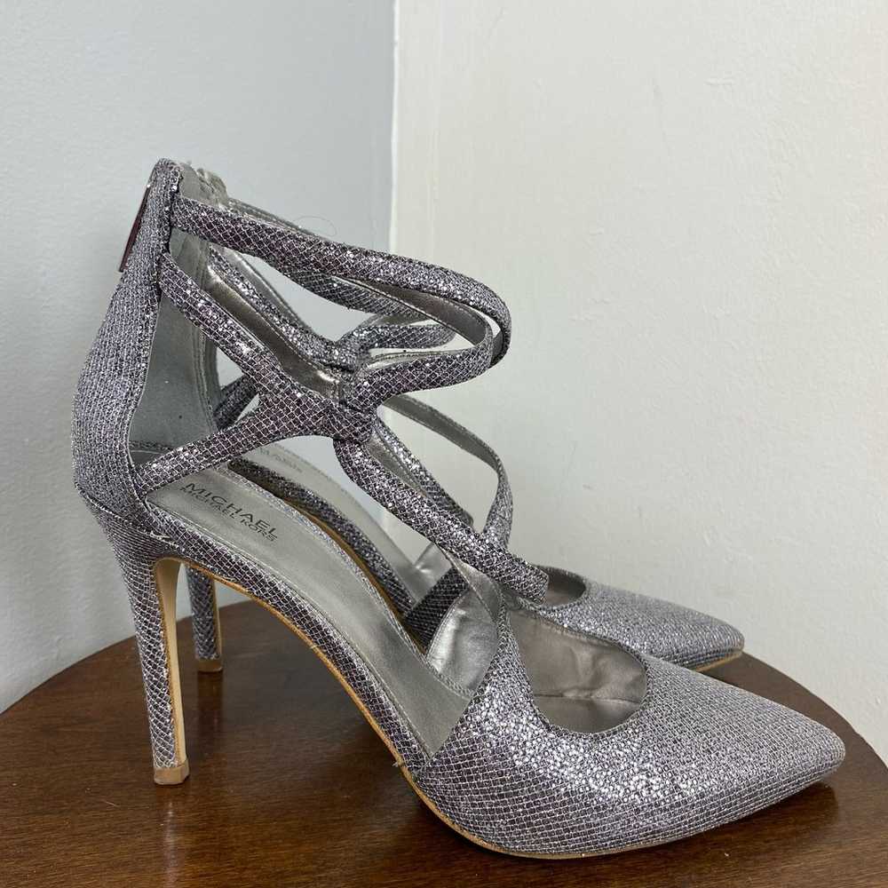 Michael Kors Catia Silver Glitter Chain Mesh Pump… - image 5