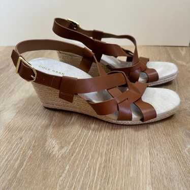 Cole Haan Crystal Wedge Strappy Leather Sandals - 