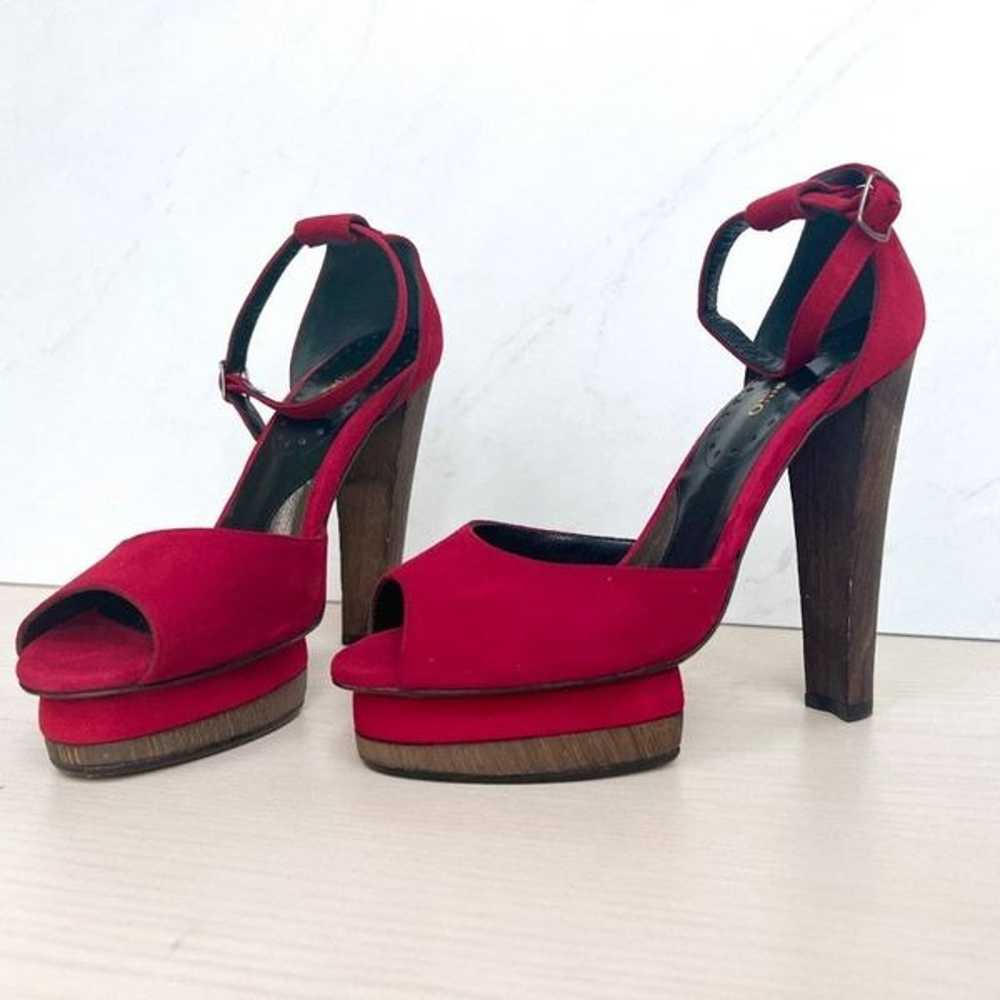 Catherine Malandrino Ruby Red Suede Platform Heels - image 1