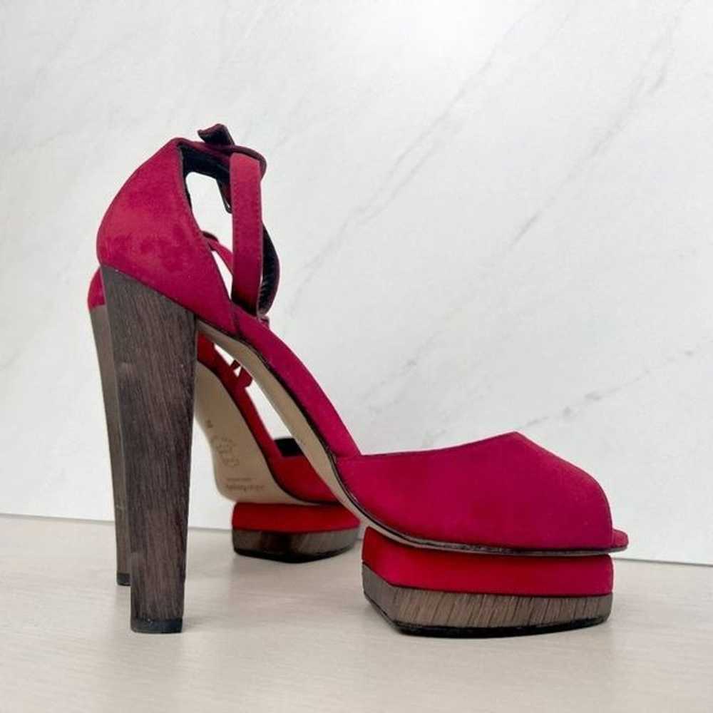 Catherine Malandrino Ruby Red Suede Platform Heels - image 2