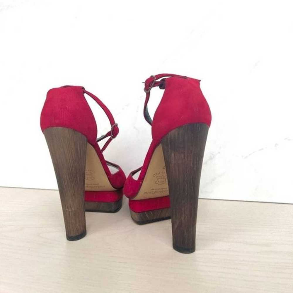 Catherine Malandrino Ruby Red Suede Platform Heels - image 3