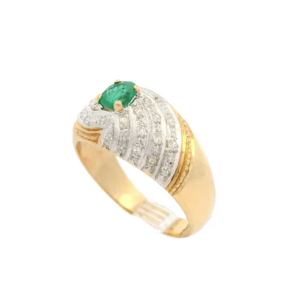 14k Yellow & White Gold Diamond Emerald Spiral To… - image 10