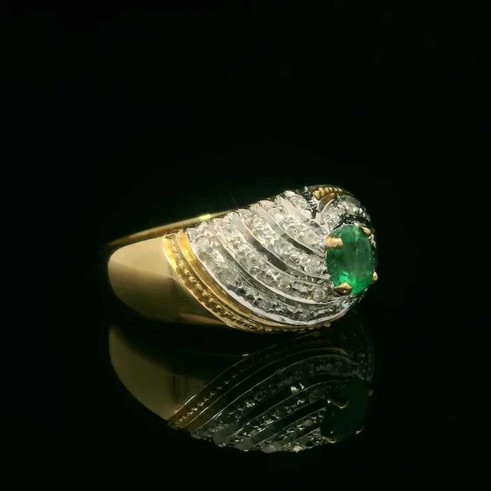 14k Yellow & White Gold Diamond Emerald Spiral To… - image 4