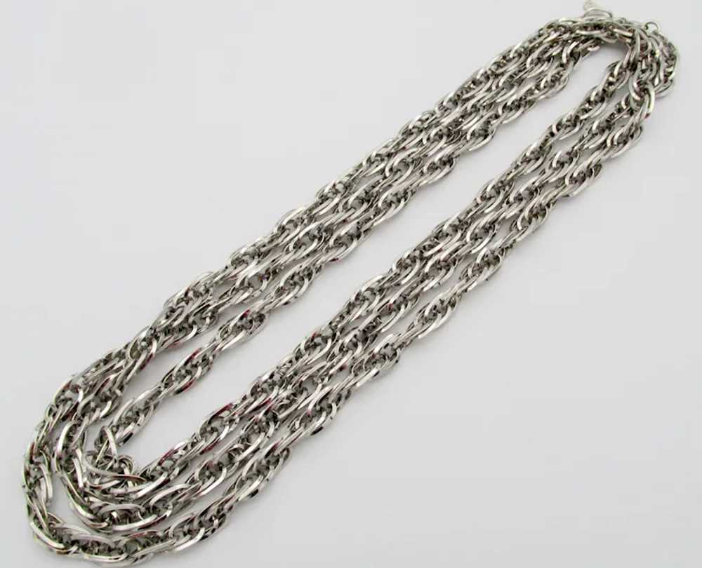 Vintage Monet Silver 56-inch Long Double Curb Cha… - image 2