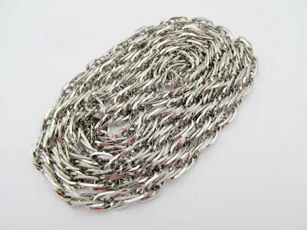 Vintage Monet Silver 56-inch Long Double Curb Cha… - image 3