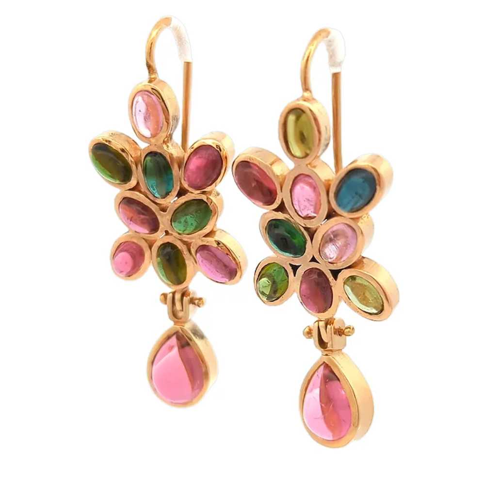 Estate Multi Color Tourmaline Earrings in 14K Yel… - image 2