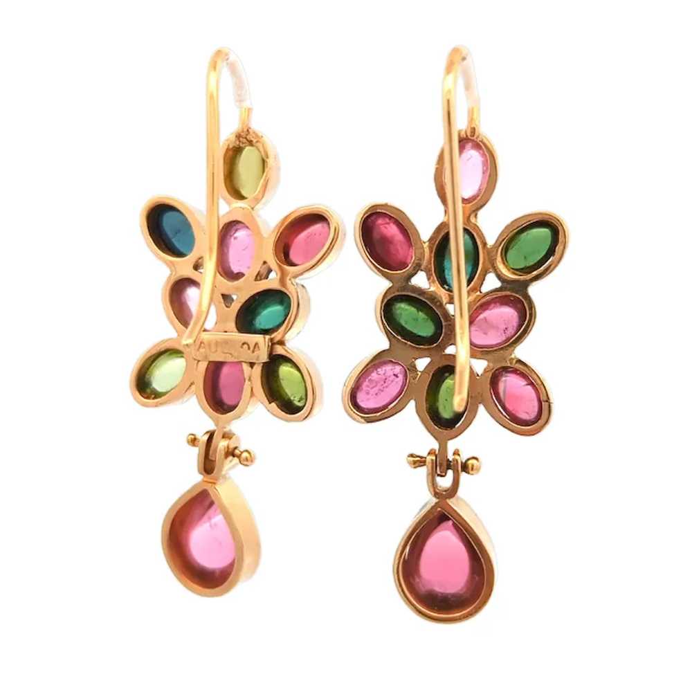 Estate Multi Color Tourmaline Earrings in 14K Yel… - image 3