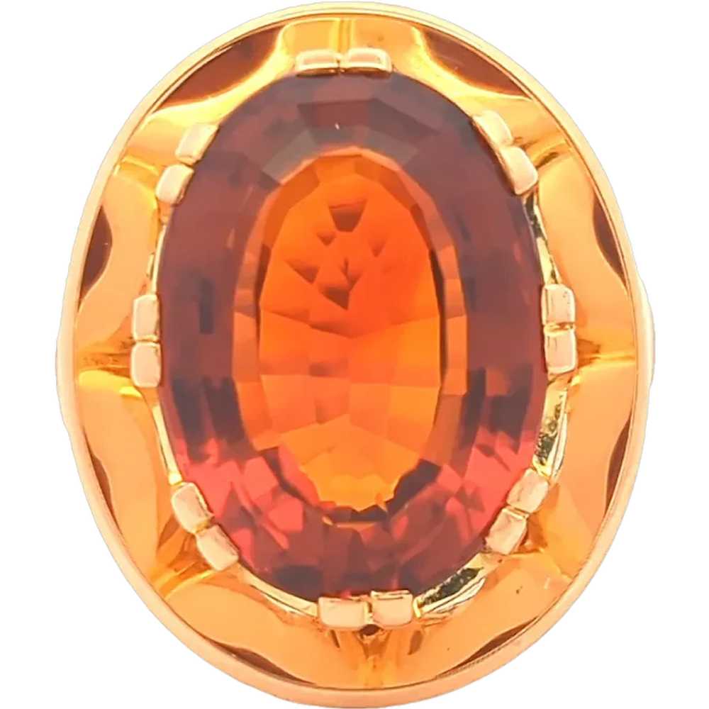 Estate 22K Yellow Gold Crown Prong Citrine Ring - image 1