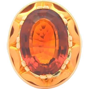 Estate 22K Yellow Gold Crown Prong Citrine Ring - image 1