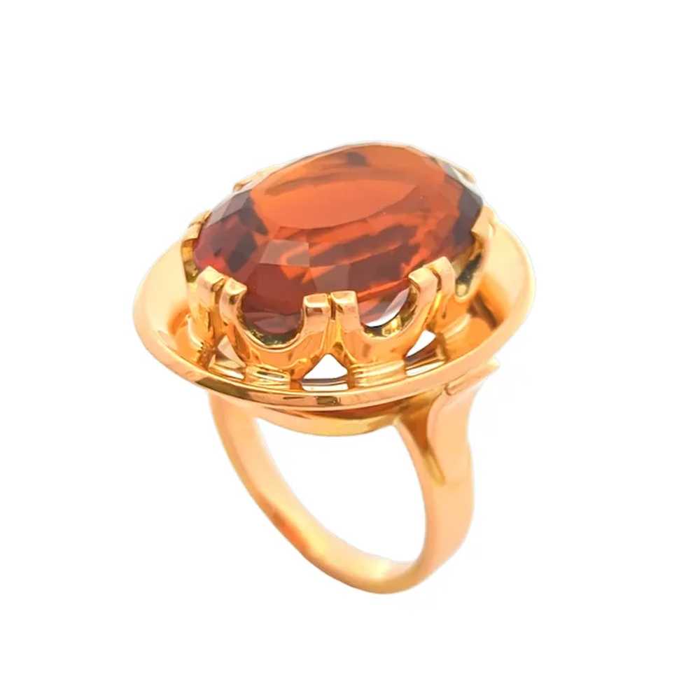 Estate 22K Yellow Gold Crown Prong Citrine Ring - image 3