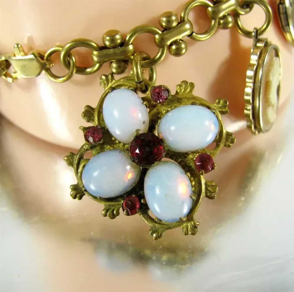 OOAK Victorian Revival Charm Bracelet Vintage Hea… - image 9