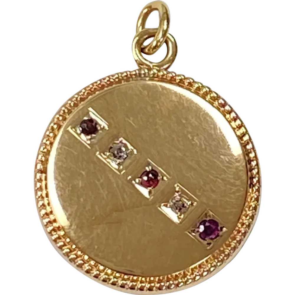 Victorian Era Locket Pendant Ruby and Diamond .18… - image 1