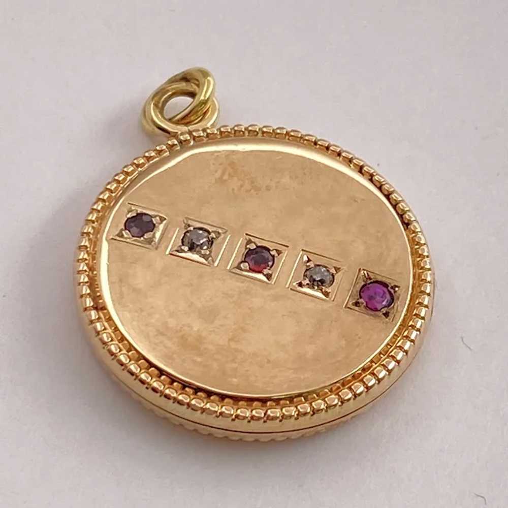 Victorian Era Locket Pendant Ruby and Diamond .18… - image 2