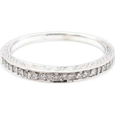 0.19ctw Diamond Milgrain & Etched Side Band Ring … - image 1