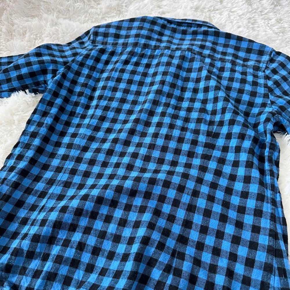 UNIQLO long sleeve shirt XL in blue and black che… - image 6