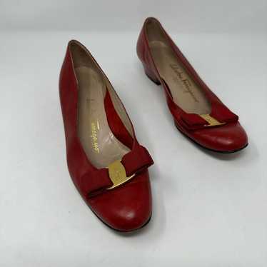 Salvatore Ferragamo Vara Bow Heels Red Narrow