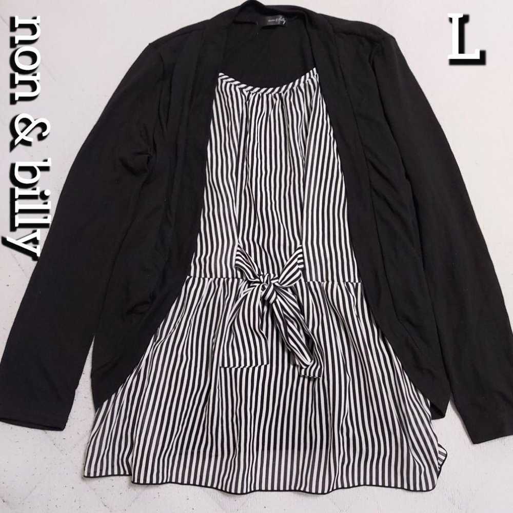 non & billy L size long-sleeved top with stripe p… - image 1