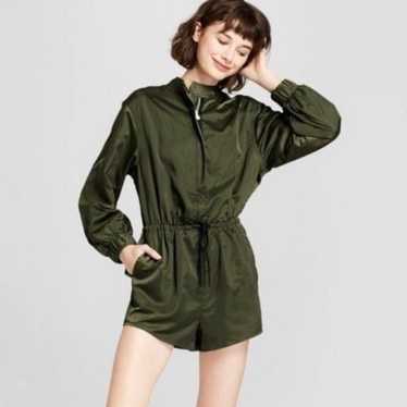 Hunter Olive Green Satin Romper Sz S