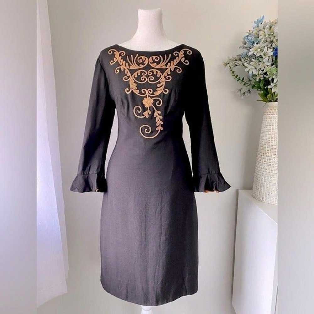 Vintage ‘60s Julie Miller Black & Gold Dress - image 1