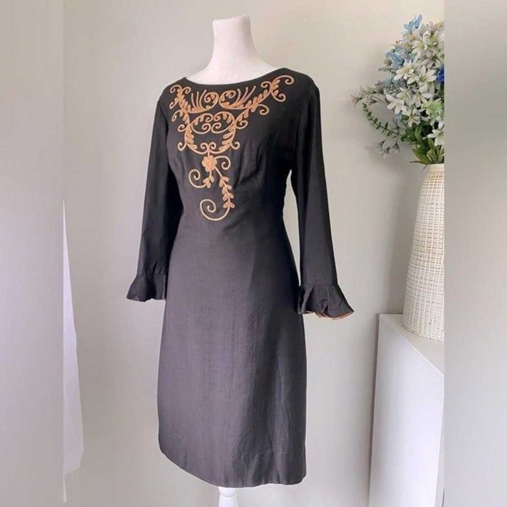 Vintage ‘60s Julie Miller Black & Gold Dress - image 2