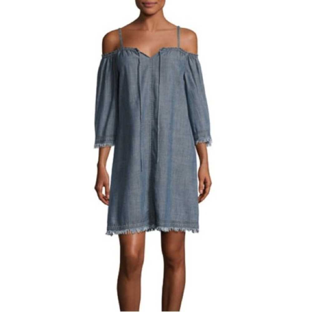 Trina Turk Chill Chambray Cold Shoulder Denim Min… - image 1