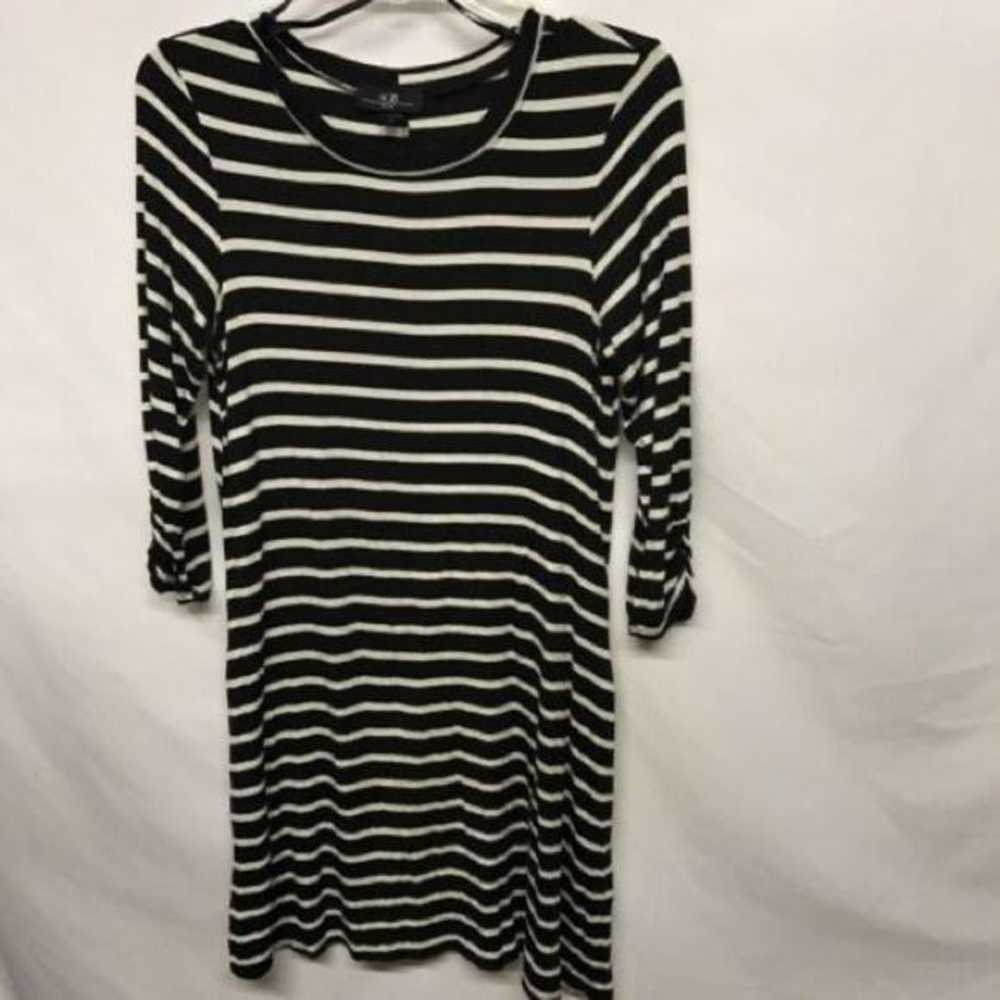 Agb Womens Black White Striped Fit and flare dress - image 1