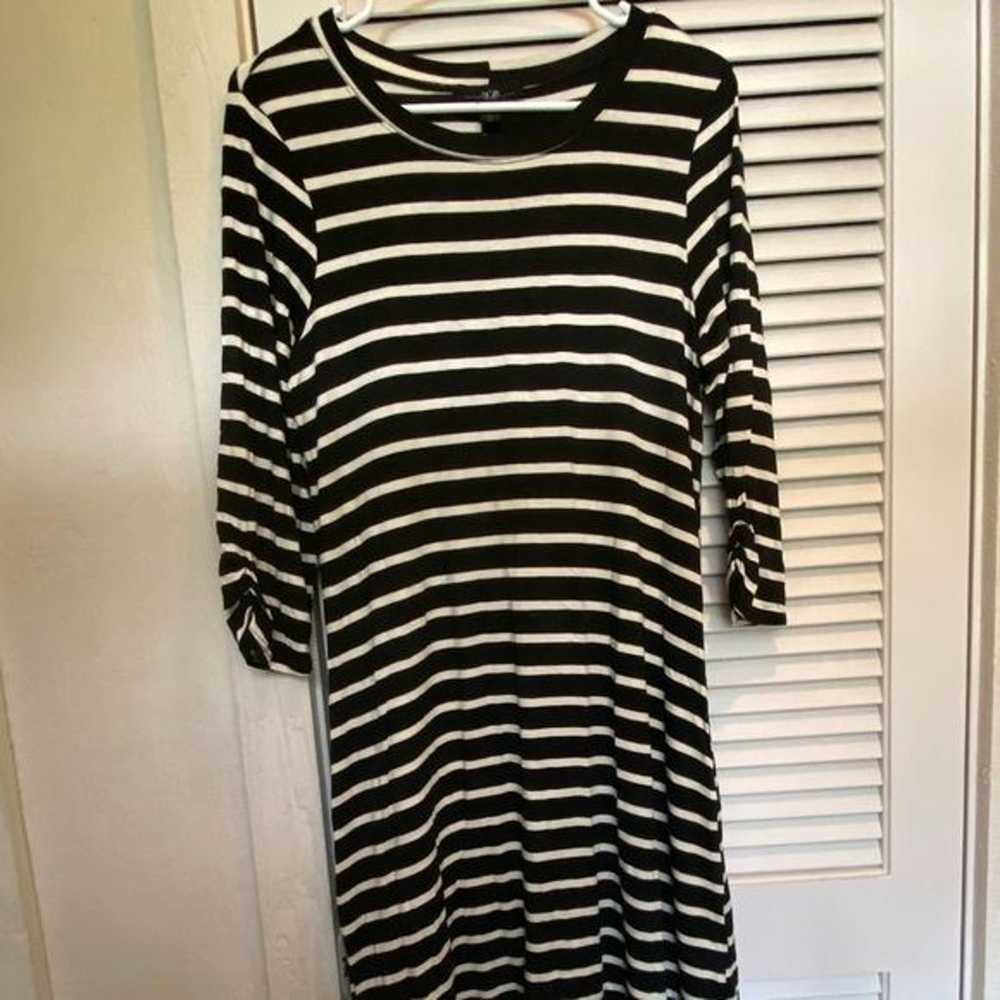 Agb Womens Black White Striped Fit and flare dress - image 4