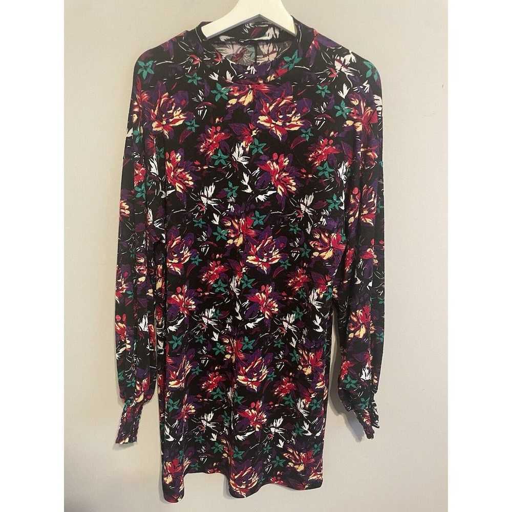 Zara Long Sleeve Floral Print Short Dress Size L - image 1