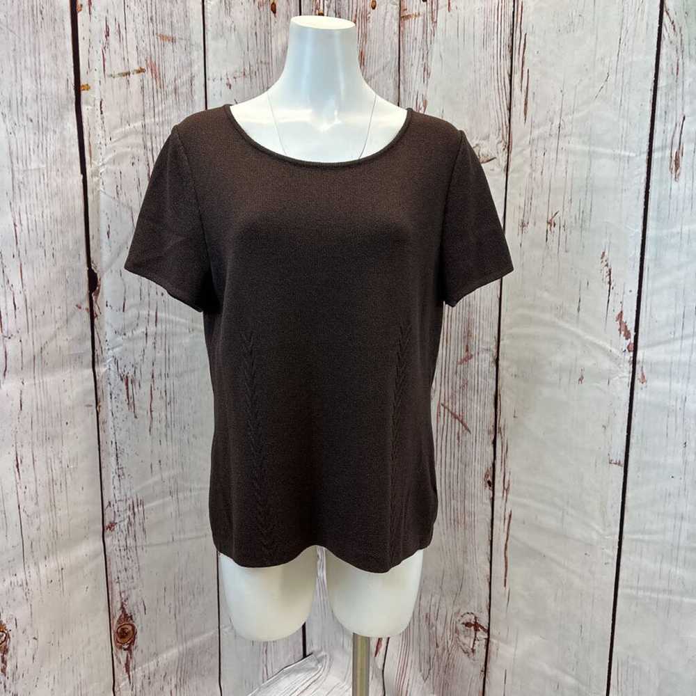 ST JOHN COFFEE BROWN KNIT TOP SIZE LARGE TCC - image 1