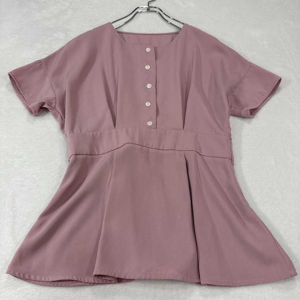 2449 Medum blouse short-sleeved pink tunic T-shir… - image 7