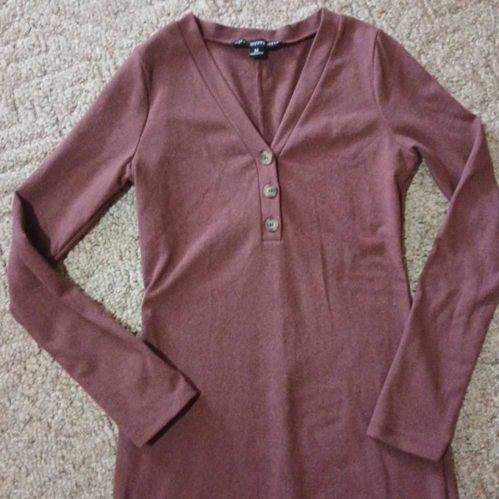 HYFVE HYFVE HYFVE Mauve vneck sweater dress NWOT … - image 3