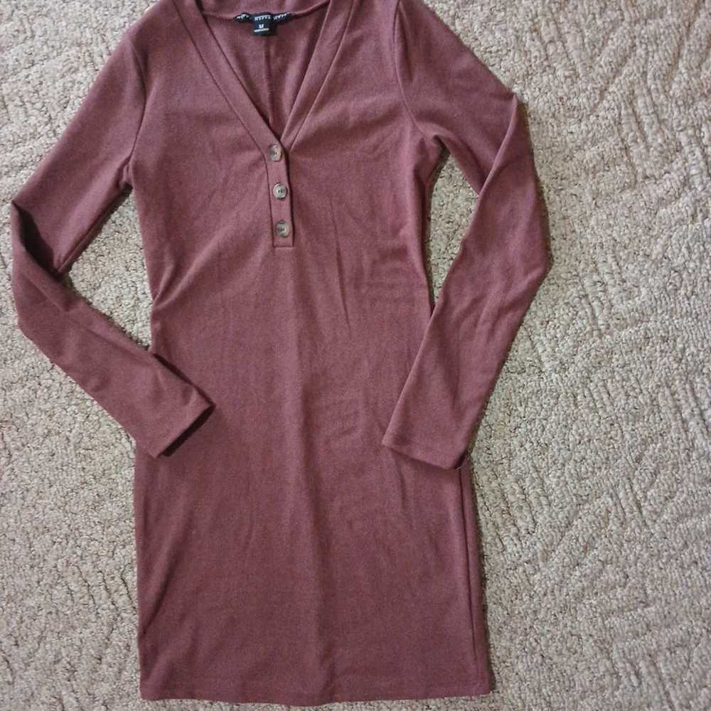 HYFVE HYFVE HYFVE Mauve vneck sweater dress NWOT … - image 4