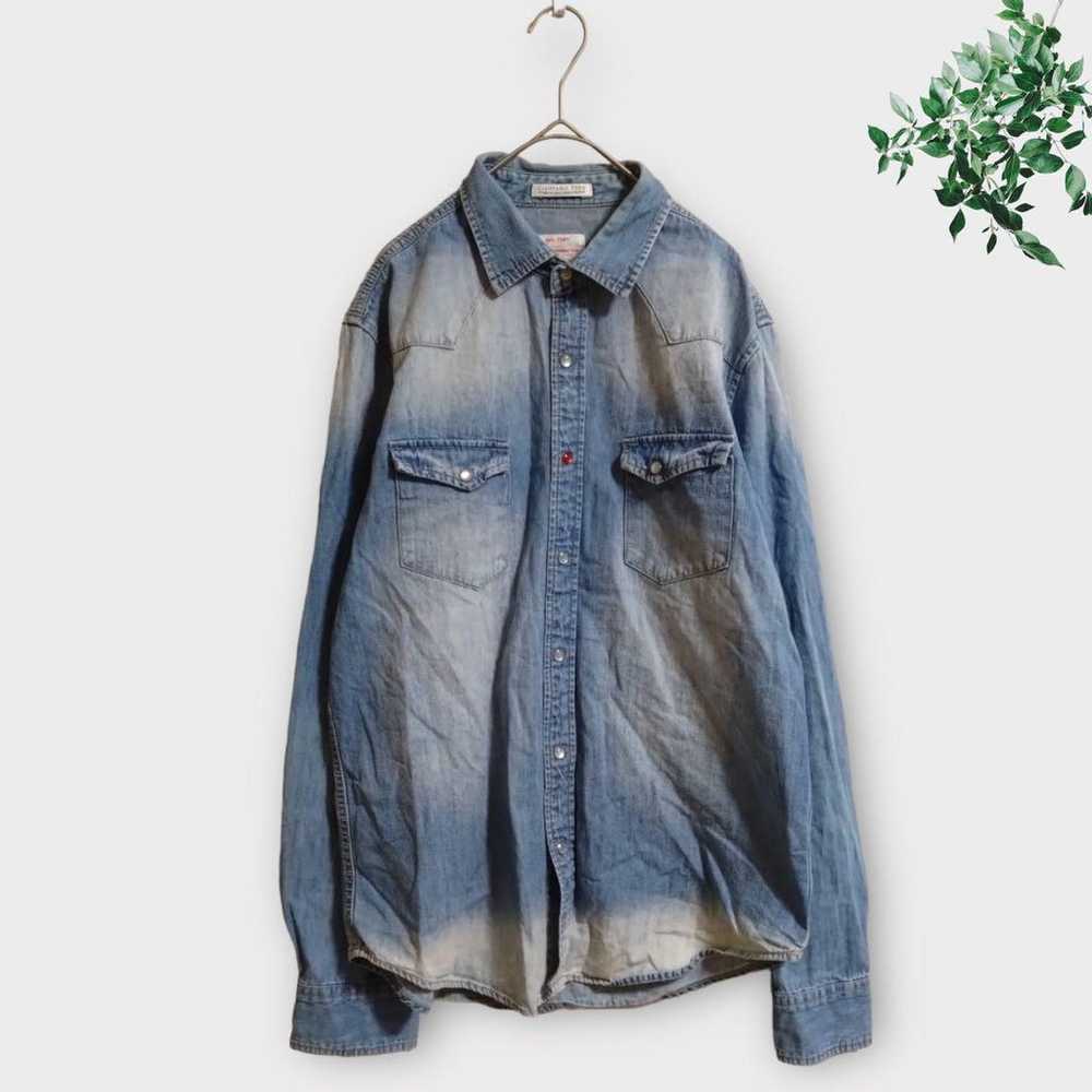 【CIAOPANIC TYPY】Denim Shirt Red Button Fake Leath… - image 1