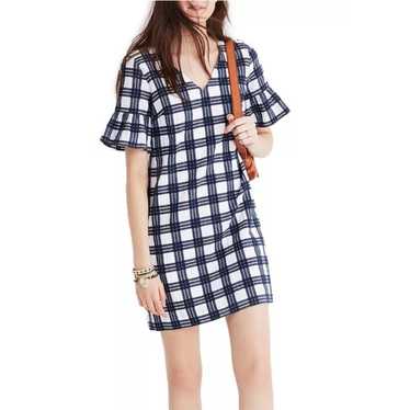 Madewell Plaid navy and white dress