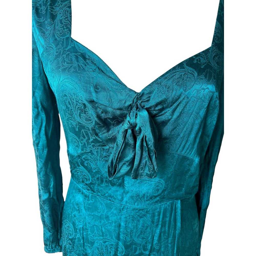 NSR Teal Sweetheart Neck Long Sleeve Tie Top Pais… - image 3