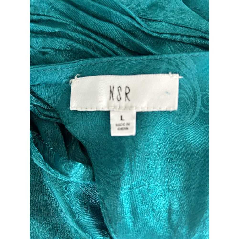 NSR Teal Sweetheart Neck Long Sleeve Tie Top Pais… - image 8