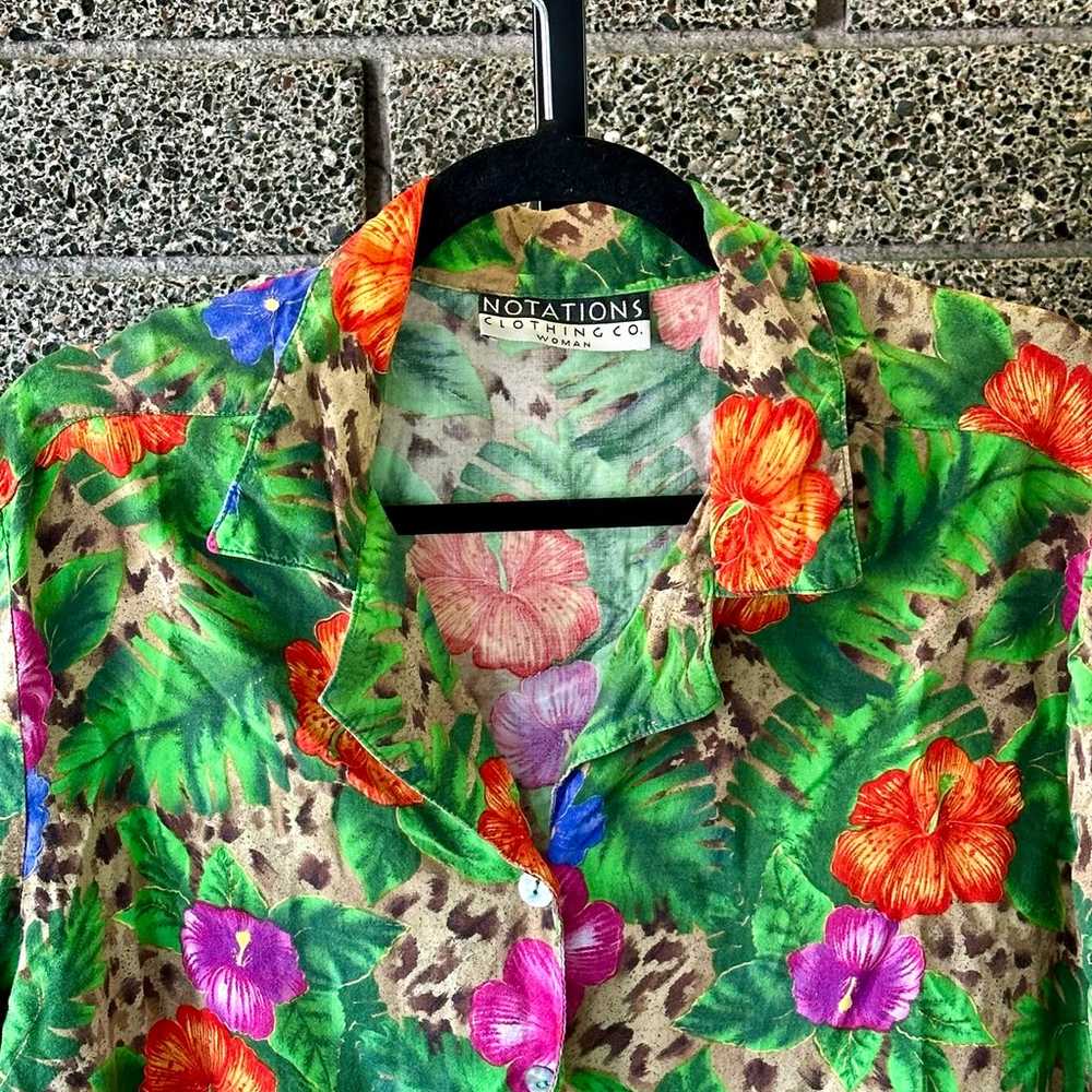 Vintage 90s Notations Animal Print Hawaiian Shirt - image 2