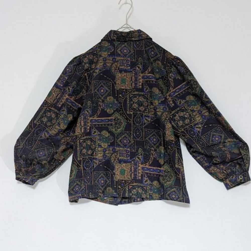 Vintage Women's Blouse with Retro Showa Art Patte… - image 3