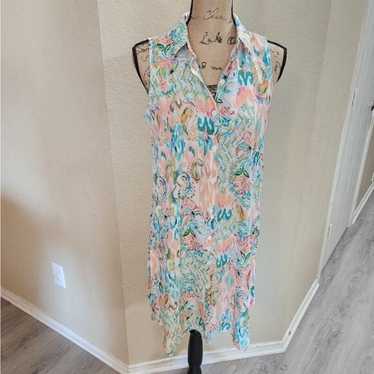 Spense watercolor floral button down dress size sm