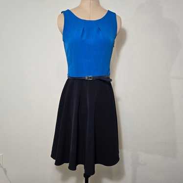 The Limited Black and Blue Dress with Belt Small