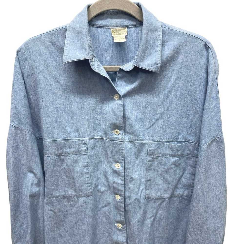 Vtg Banana Republic Safari Women’s L Blue Cotton … - image 2