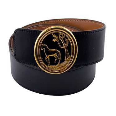 Hermes HERMES Horse Buckle Belt Black Unisex - image 1