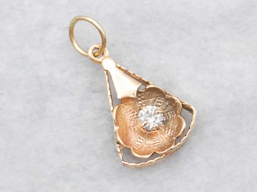 Art Nouveau Diamond and Flower Pendant - image 1