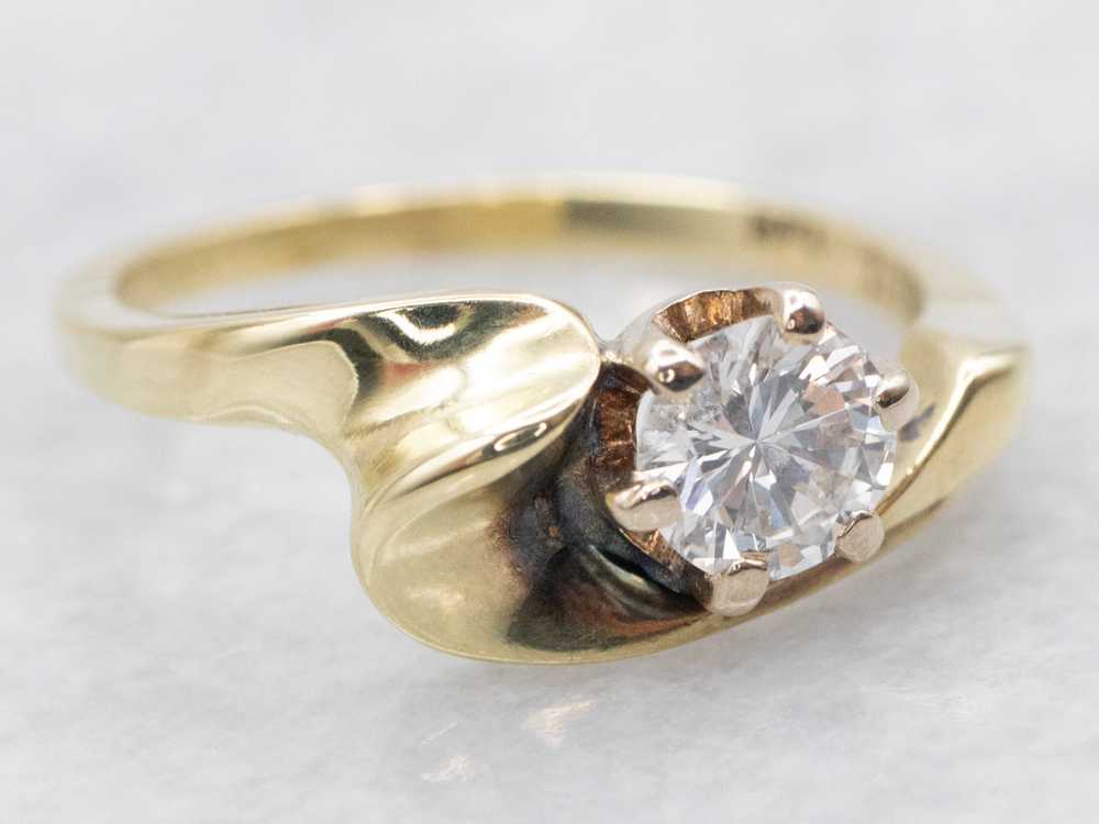 Diamond Solitaire Swirl Engagement Ring - image 2