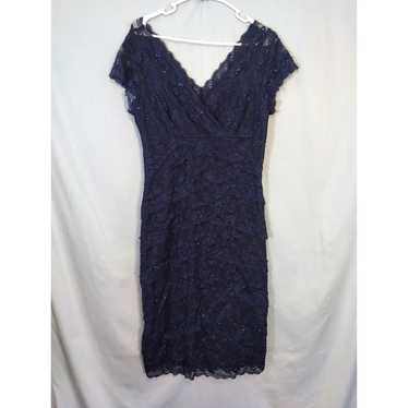 Marina Navy Blue Lace V-Neck Dress